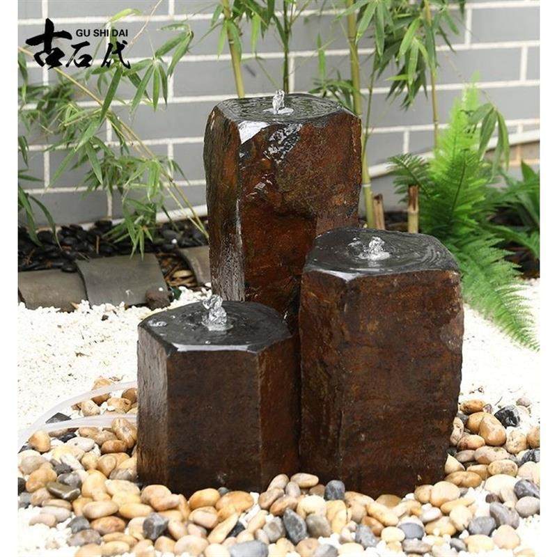 石材六方石流水喷泉组合摆件庭院装饰摆件