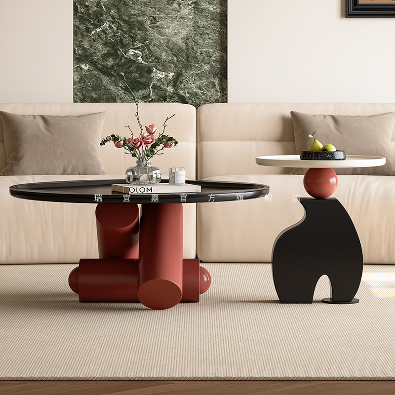 几何意式极简茶几组合圆形小户型艺术创意设计师客厅家用现代轻奢