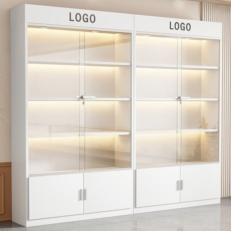 玻璃展示柜样品货架展示柜书柜实木多层商品产品展柜化妆品置物架