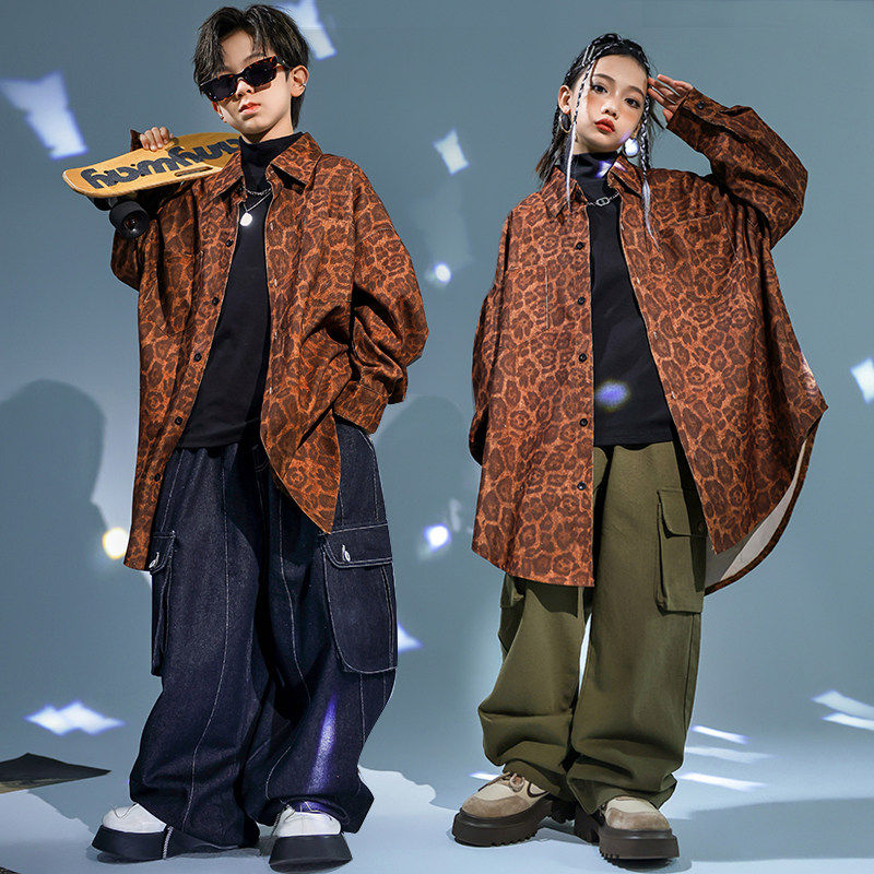 儿 童街舞服hiphop嘻哈豹纹衬衫套装男女孩少儿元旦爵士舞演出服,童装/婴儿装/亲子装,儿童演出服,淘宝优惠券,粉丝福利购,淘宝优惠卷