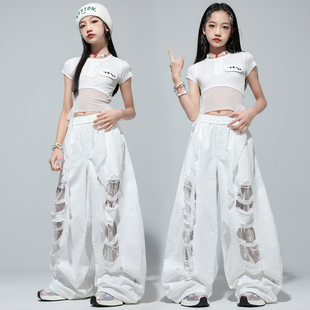 女童爵士舞演出服少儿jazz走秀套装儿童街舞服装女孩炸街牛仔裤子