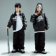 街舞儿童潮服hiphop演出服皮衣外套嘻哈男童套装 童装 少儿爵士走秀