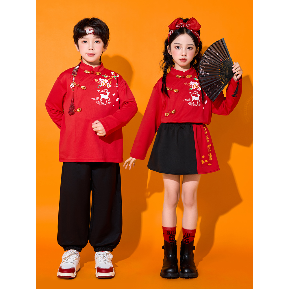 儿童元旦演出服中国风装合