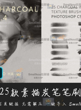 25款仿真石墨木炭素描Ps笔刷abr/tpl格式 Fausto Hault CA67