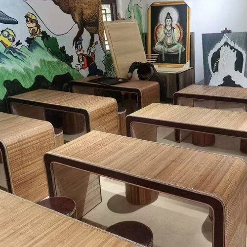 新中式国学桌培训班课桌椅幼儿园仿古书法桌子学生书画毛笔练字桌