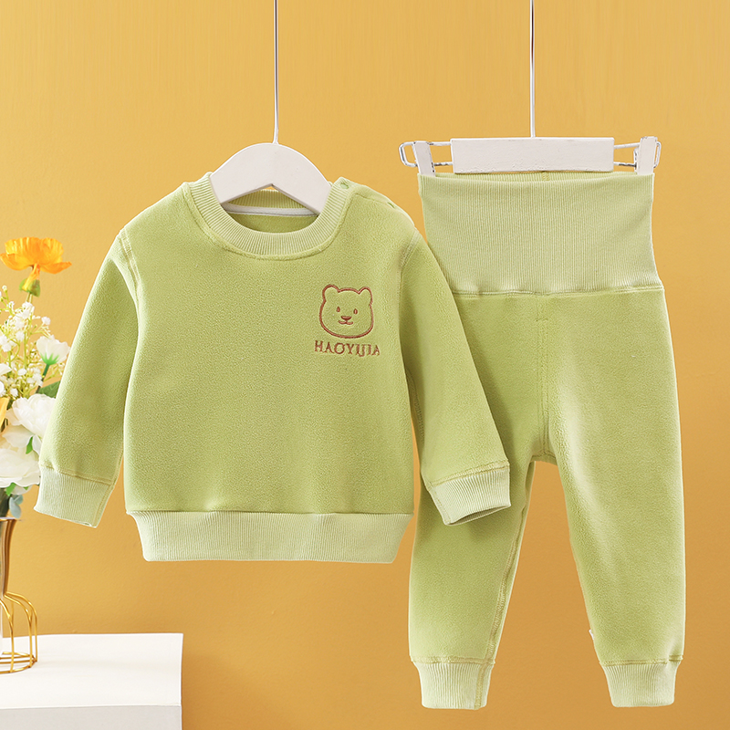 婴幼儿秋冬加绒加厚高腰保暖套装