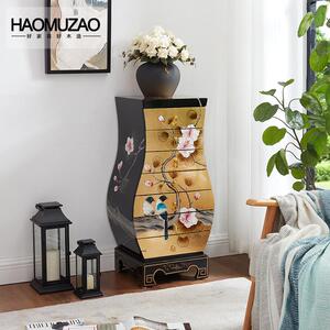 花瓶斗柜HAOMUZAO实木手工彩绘