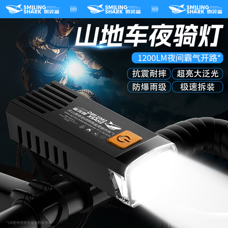 大流明自行车灯夜骑前灯尾灯一体