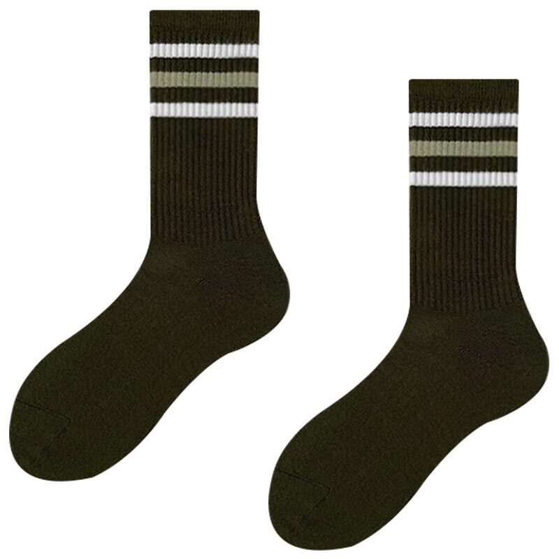 SOCKS MENS MID-RISE SOCKS TIDE THREE BARS CLASSIC STRIPES JAPANESE COLLEGE STYLE SPORTS SKATEBOARD SOCKS STOCKINGS MENS VERSATILE