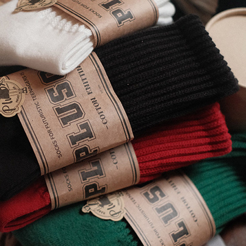 RETRO JAPANESE HIGH PILE SOCKS THICK KNITTED SOLID COLOR SOCKS INS TIDE MALE AND FEMALE COUPLES XINJIANG LONG-STAPLE COTTON