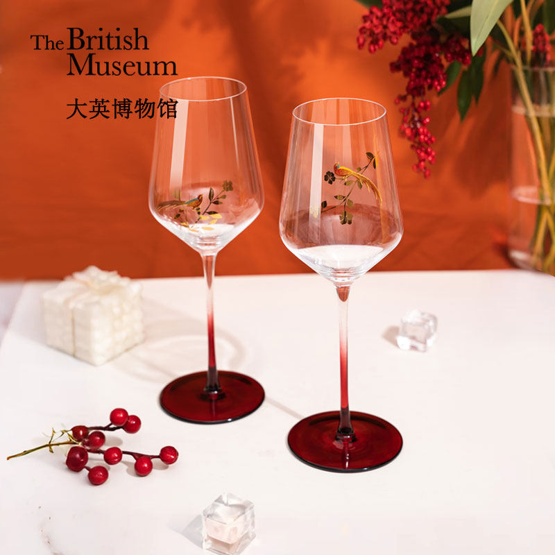 大英博物馆双鹊传喜红酒对杯礼盒