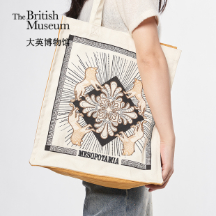大英博物馆X苏州博物馆亚述系列狮子刺绣帆布包大容量单肩包