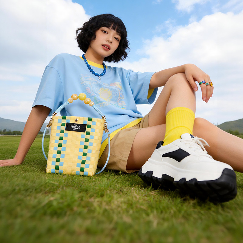 FIFA国际足联2026世界杯编织手提斜挎包单肩包水桶包百搭通勤女包