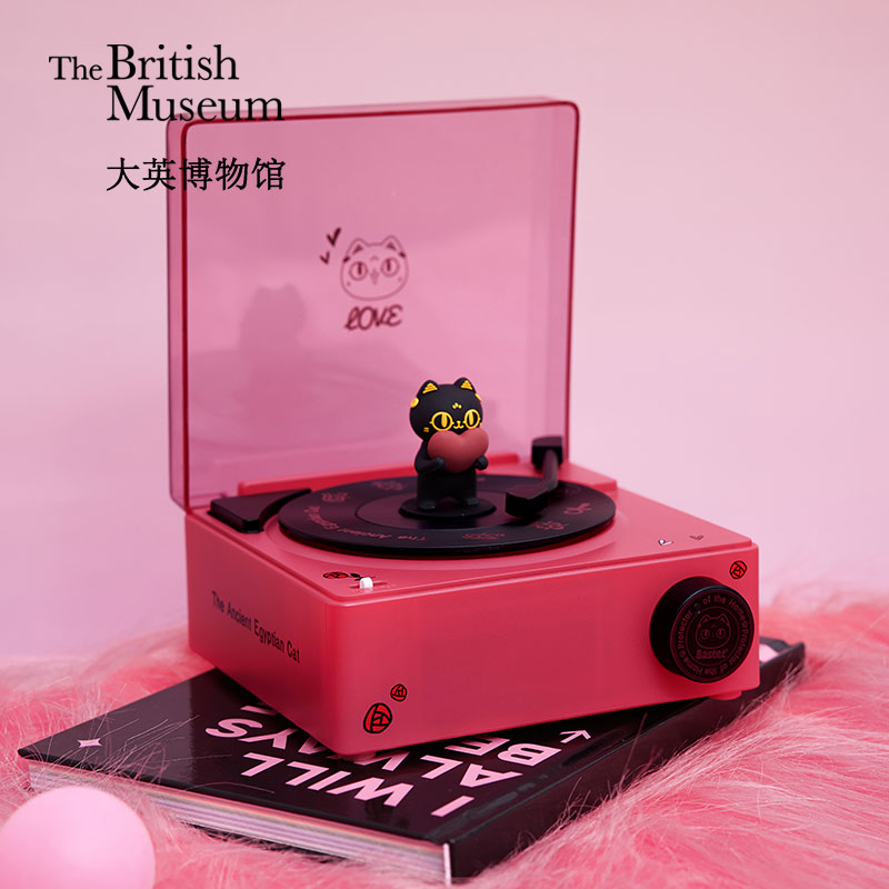 大英博物馆安德森猫和她的朋友们系列爱心猫仿黑胶唱片机蓝牙音响