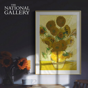 英国国家美术馆梵高向日葵麦田与柏树艺术装饰画客厅玄关卧室挂画