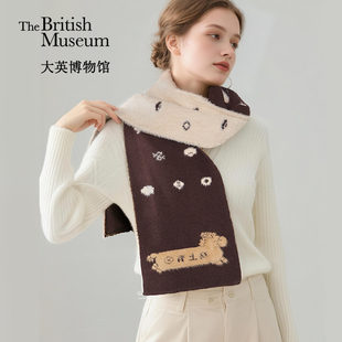 大英博物馆新年系列马上有钱冬季保暖毛绒双面围巾女新年礼物女