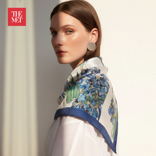 大都会博物馆梵高玫瑰鸢尾花丝巾方巾时尚百搭发巾多用女生日礼物