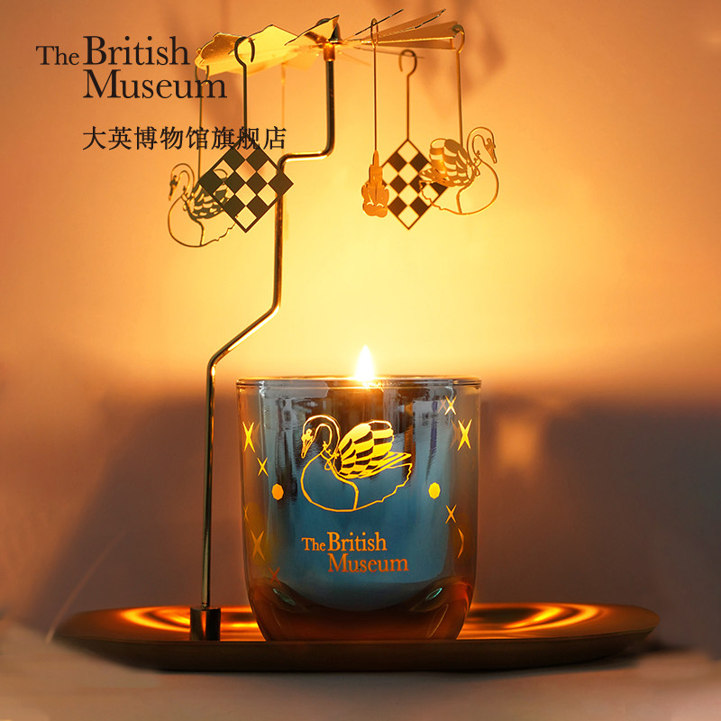 大英博物馆天鹅香薰蜡烛走马灯礼盒送闺蜜结婚乔迁女生生日礼物