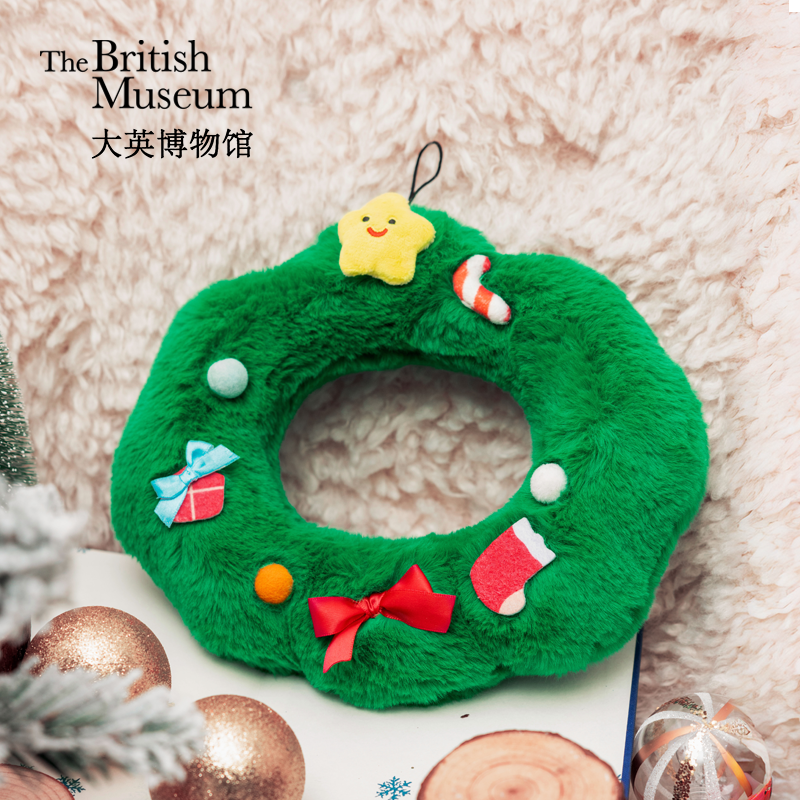 大英博物馆安德森猫和她的朋友系列圣诞花环毛绒挂件新年生日礼物