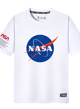 NASA联名白色经典短袖T恤女纯棉简约夏季宽松圆领高街潮牌半袖男
