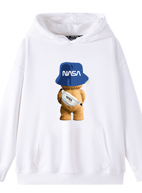 nasa宇航员泰迪小熊卫衣男连帽衫宽松潮牌衣服TED熊秋季美式上衣