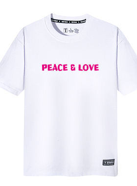 peace & love世界和平青年短袖印花圆领休闲字母夏季T恤衫半袖TEE