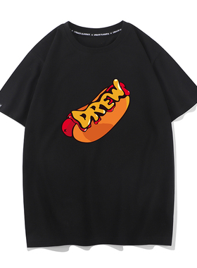 Drew美式潮牌趣味宽松短袖男女情侣纯棉印花情侣休闲打底半袖T恤