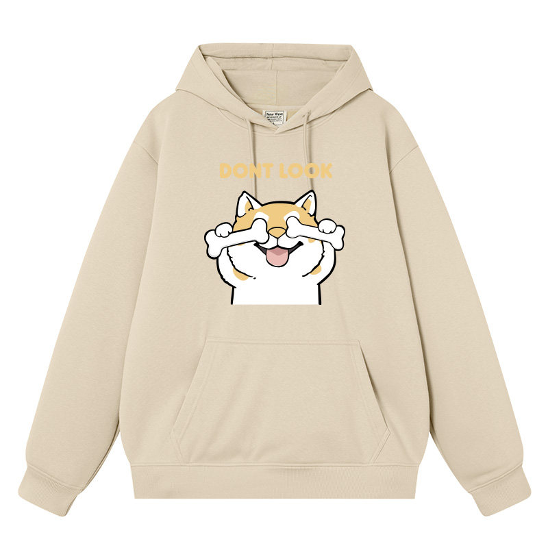 柴犬非礼勿视非礼勿闻不听不看卡通柴犬连帽套头卫衣情侣装上衣服