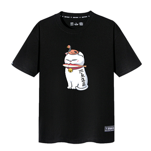 脱口秀同款衣服沉鱼落雁T恤男女短袖可爱猫咪图案印花宽松半袖tee