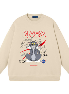 NASA联名猫和老鼠汤姆猫杰瑞鼠情侣装衣服卫衣男女圆领纯棉打底衫