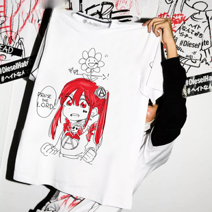 联名nightclub亚文化二次元卡通T恤短袖男女半袖情侣装衣服体恤