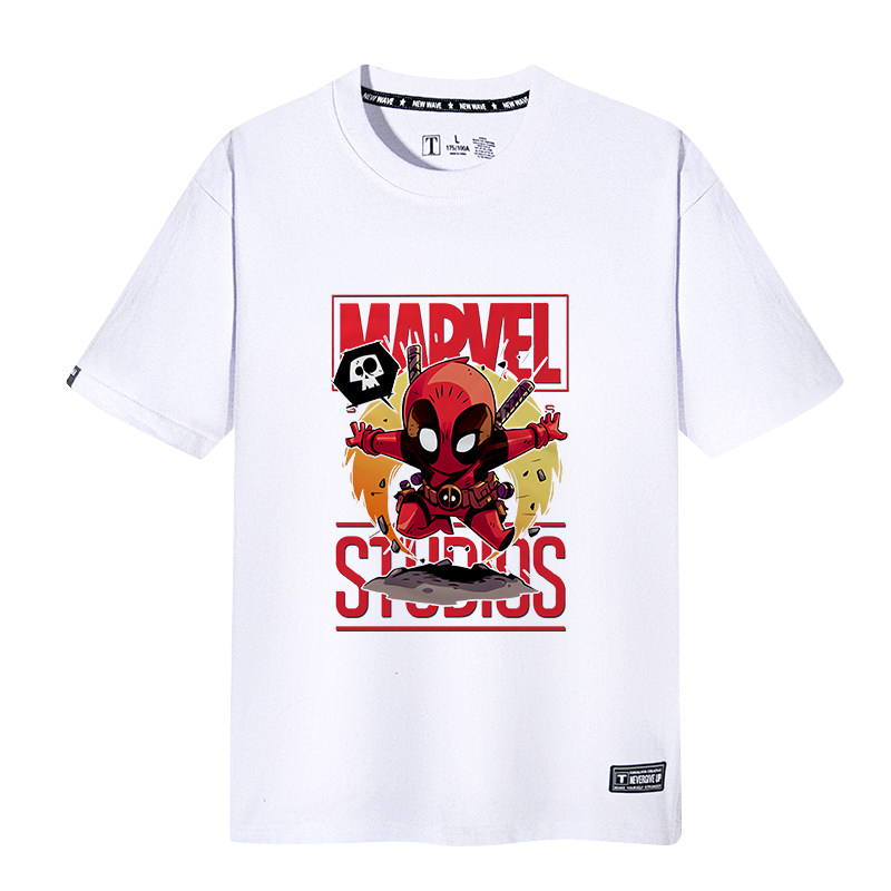漫威联名半袖死侍T恤短袖男士韩版夏装黑色体恤Deadpool衣服打底