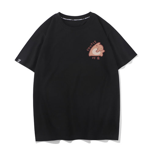 情侣装roora红蓝小象合体情侣装短袖T恤有对象复古disoo衣服