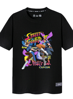 Hiphop街头霸王街霸春丽VINTAGE嘻哈复古国潮卡通短袖T恤男情侣款