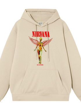 Nirvana涅盘天使摇滚乐队卫衣秋冬季男女vintage美式复古连帽衣服