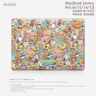卡通小众派大星蟹老板笔记本电脑保护壳适用苹果Macbook Case保护套M5 2025Air13.6/15.3 M3 Pro14/13 M2/M1