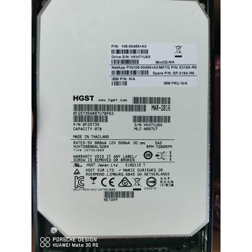 NetApp X318A-R6 8T SAS 3.5 7.2K 12GB存储硬盘FAS8040 FAS8080