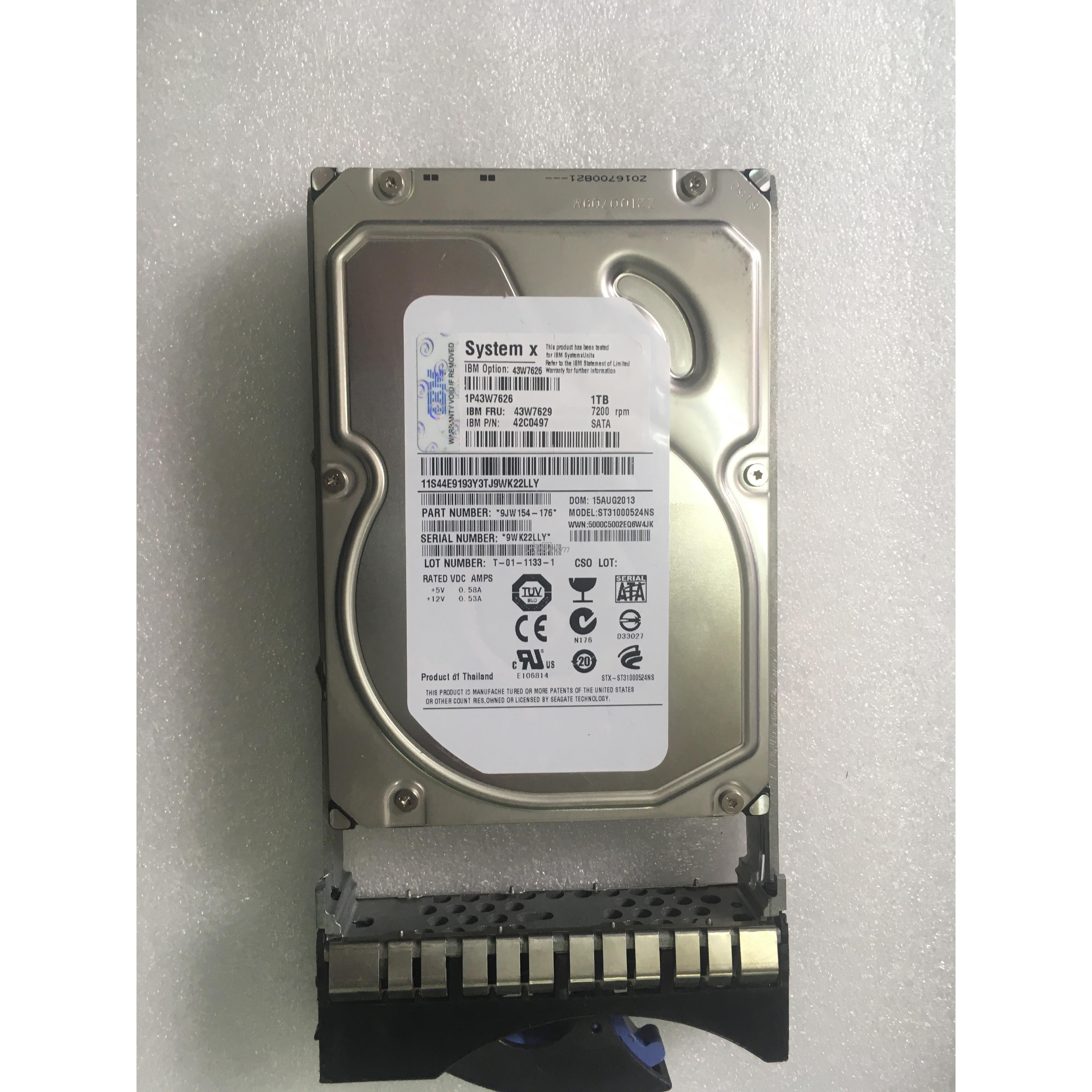 IBM 服务器硬盘 1TB 7.2K SATA 3.5寸 43W7626 43W7629现货