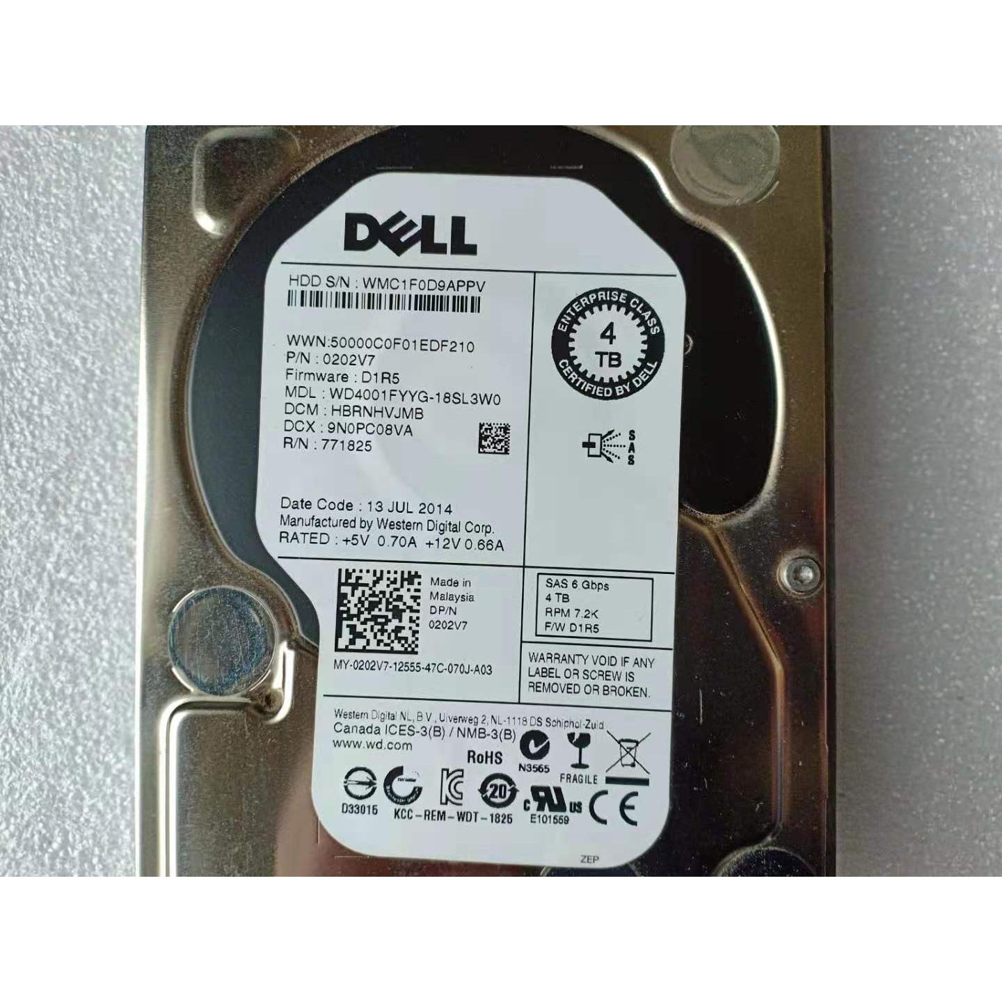 DELL 0202V7 12GYY 529FG 7J9RN 4TB服务器硬盘4T SAS 3.5 7.2K