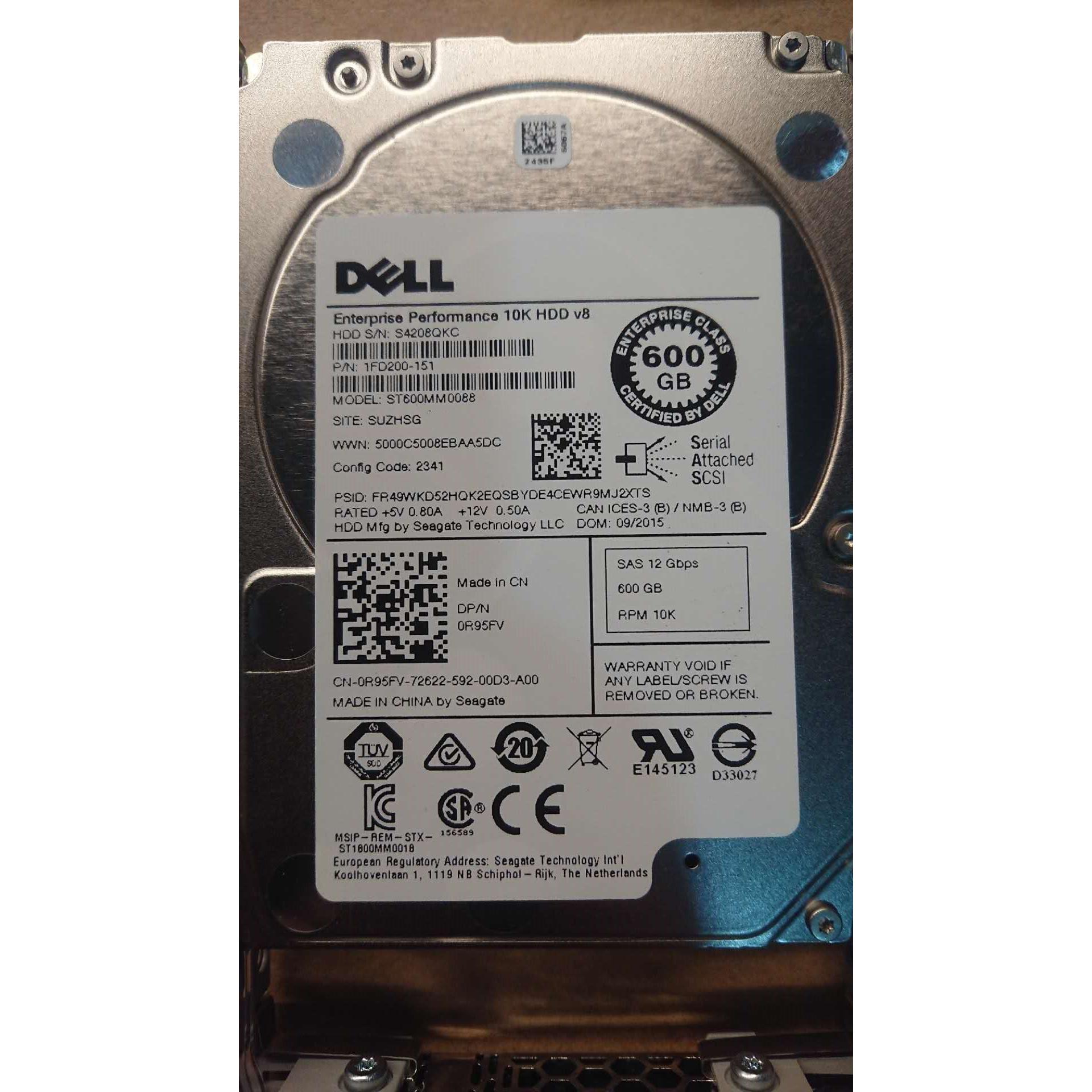 DELL ST600MM0088 0R95FV 0K1JY9 600G 10K SAS 2.5 12GB服务硬盘