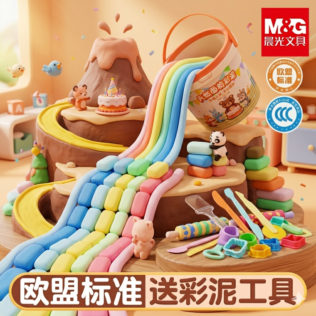 晨光36色超轻粘土无毒桶装含模具