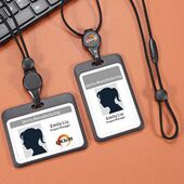 秋雨双面透明可伸缩卡套定制分拆式 挂绳员工卡安全扣挂绳伸缩胸卡牌证件卡员工牌卡套易拉扣工作证卡套带挂绳