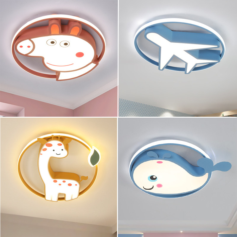 儿童房led吸顶灯创意卡通小猪佩奇飞机鲸鱼男孩女孩房间卧室灯具