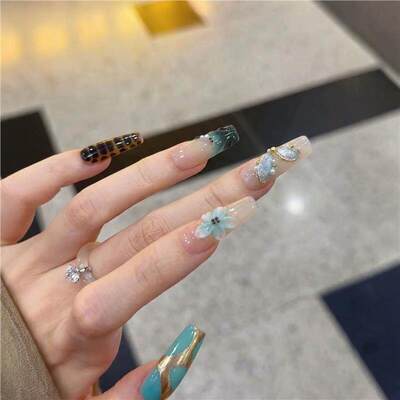 黛瑞森【奇遇月瑶】欧美棺材甲形穿戴甲甲片精品手绘雕花猫眼美甲