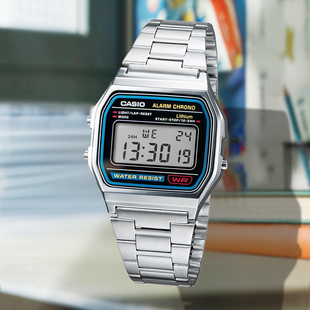 f91w A168 卡西欧小方块手表复古电子男表casio小银块方表 A158W
