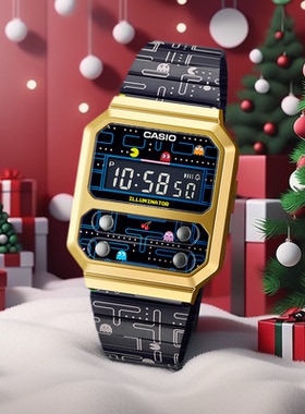 Casio卡西欧吃豆人联名款小方块复古男女电子表 联名款 A100WEPC