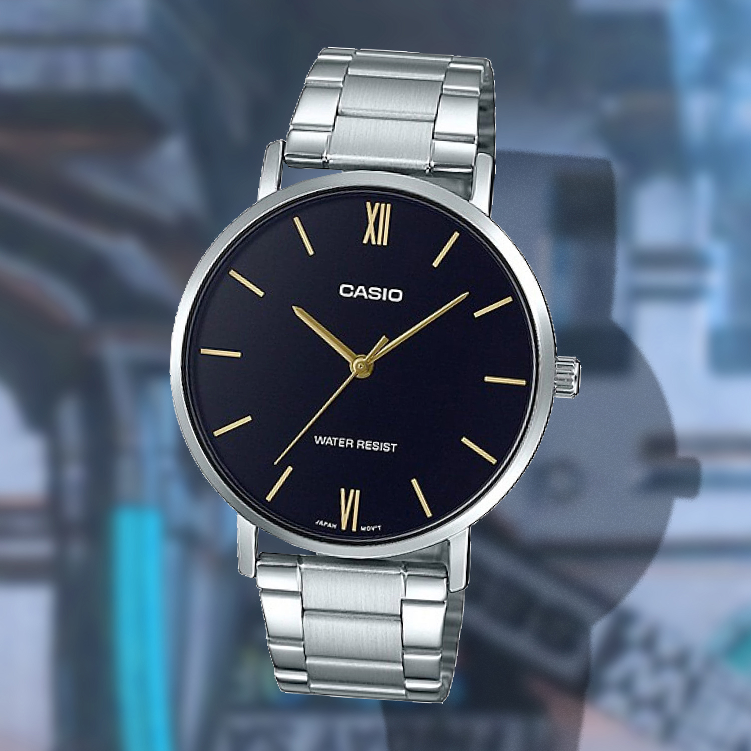 卡西欧CASIO手表男士商务休闲运动时尚防水钢带腕表MTP-VT01D-1B