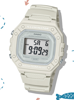 卡西欧手表男女学生日系清新W218H复古潮流防水小方块W-218HC-8A