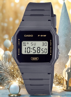 CASIO卡西欧手表小方块复古学生防水男女中性电子表F-91WB-7A1A8A