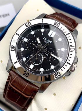 卡西欧（CASIO）商务休闲三眼潮流大表盘防水手表 MTP-VD300BL-2E